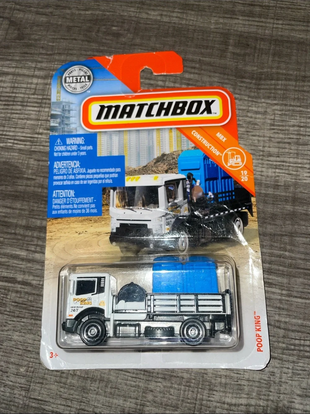 Matchbox Poop King Truck - Porta Potty White & Blue